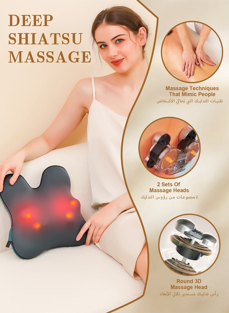نونك وسادة تدليك للظهر والرقبة من نونك، وسادة تدليك للعمود الفقري العنقي والرقبة والخصر والكتف وأسفل الظهر والجسم لتخفيف آلام العضلات والكراسي والسيارات، وسادة تدليك للجسم متعددة الوظائف - Image 3