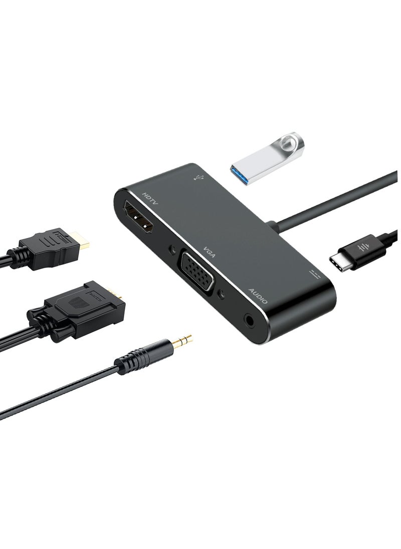 Protect 5 in 1 USB Type-C Hub with 4K HDMI, VGA, Audio, USB 3.0 and USB-C PD Delivery for MacBook, Notebooks and Mobile Phones  - Image 2