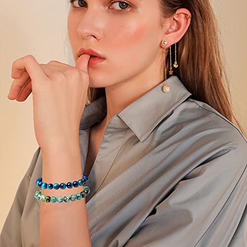 CASDAN 12PCS 8mm Semi-Precious Gemstones Beaded Bracelets for Men Women Tiger Eye Lava Rock Healing Crystal Stone Bead Bracelets Set (A: 12 PCS) - Image 3