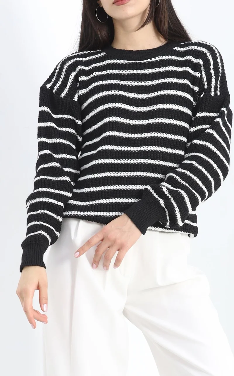 Bofa Crew Neck Striped Sweater Blackbone - 11188.1577.
