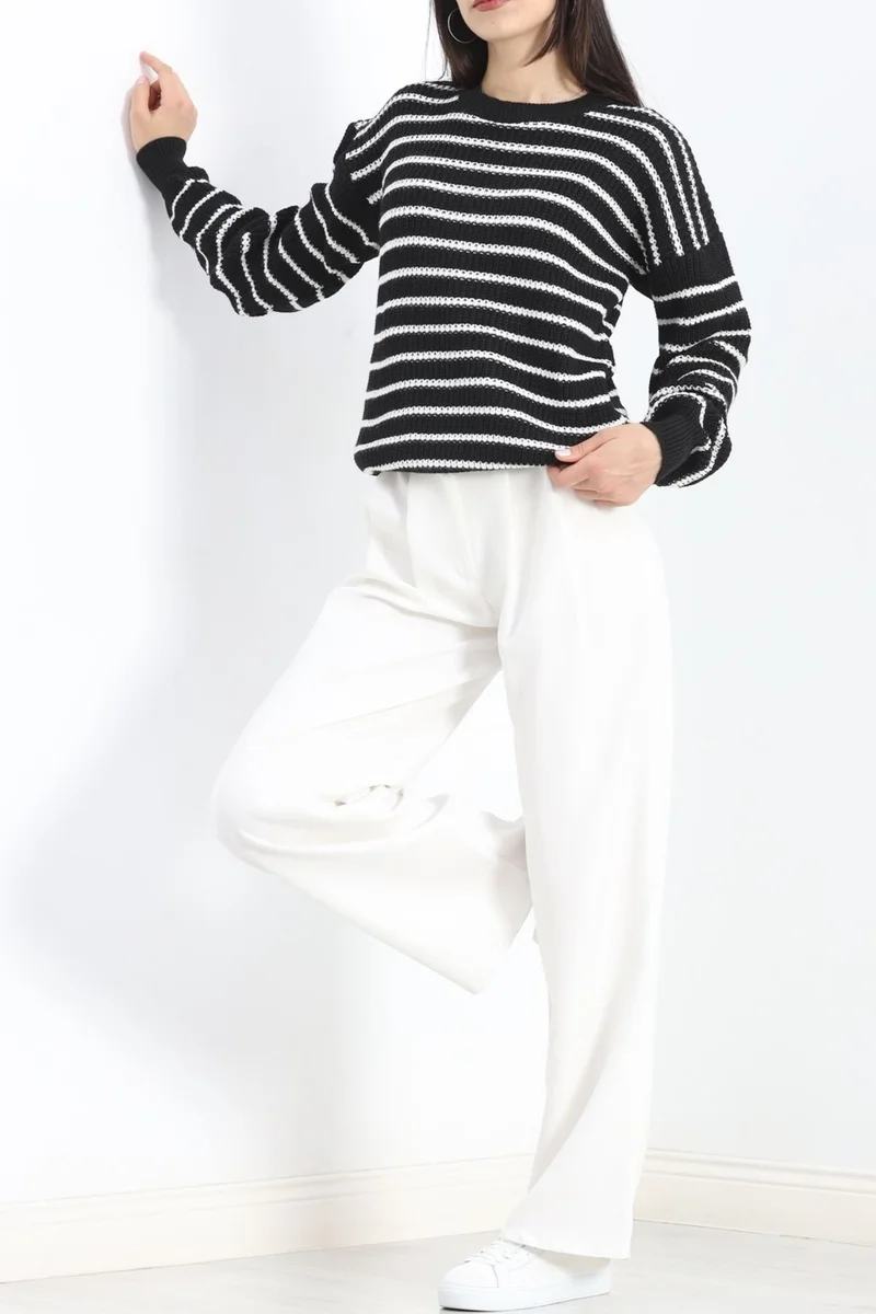 Bofa Crew Neck Striped Sweater Blackbone - 11188.1577.