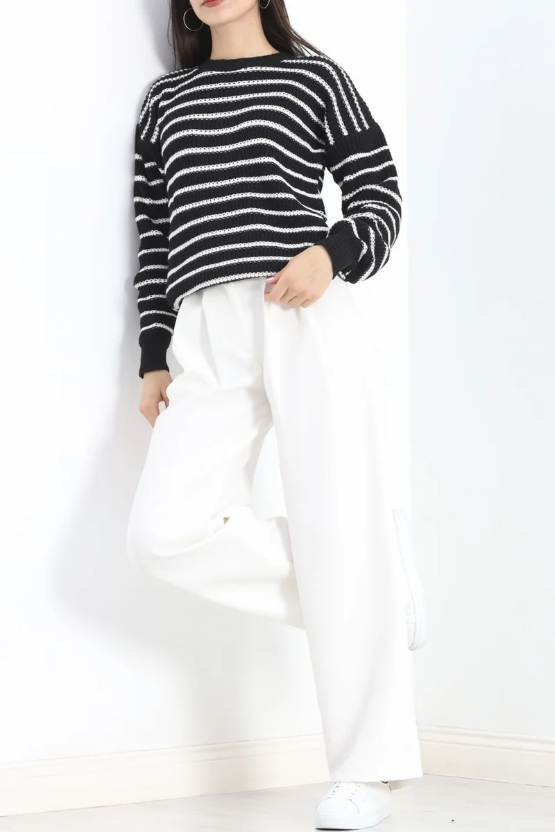 Bofa Crew Neck Striped Sweater Blackbone - 11188.1577.