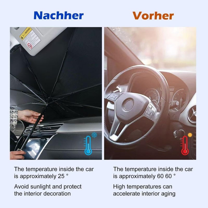 Graplan Car Sun Shade Windscreen 140 x 80 cm with 10 Bone Folding Structure and 360° Rotating Handle - Image 3