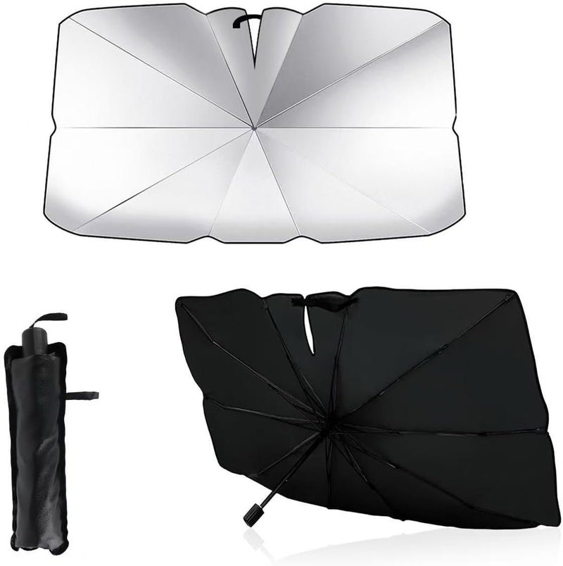 Graplan Car Sun Shade Windscreen 140 x 80 cm with 10 Bone Folding Structure and 360° Rotating Handle - Image 1