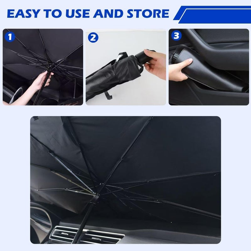 Graplan Car Sun Shade Windscreen 140 x 80 cm with 10 Bone Folding Structure and 360° Rotating Handle - Image 5