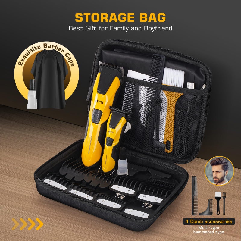 GTS PRO Professional Hair Clippers for Men, Professional Barber Clippers and Trimmer Set, Mens Cordless Hair Clipper for Barbers Haircut Kit Fade Yellow - Image 4
