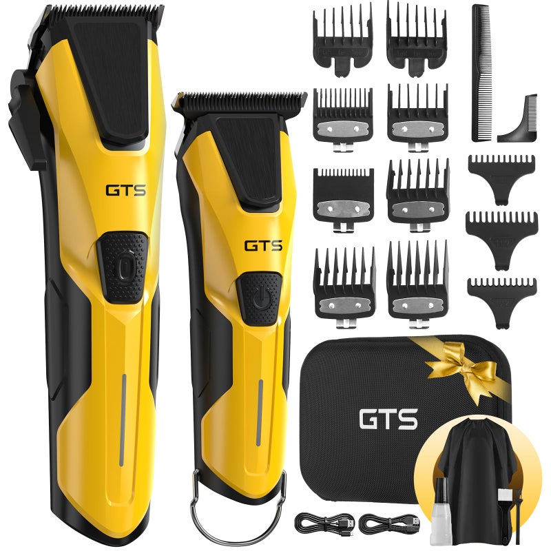 GTS PRO Professional Hair Clippers for Men, Professional Barber Clippers and Trimmer Set, Mens Cordless Hair Clipper for Barbers Haircut Kit Fade Yellow - Image 1