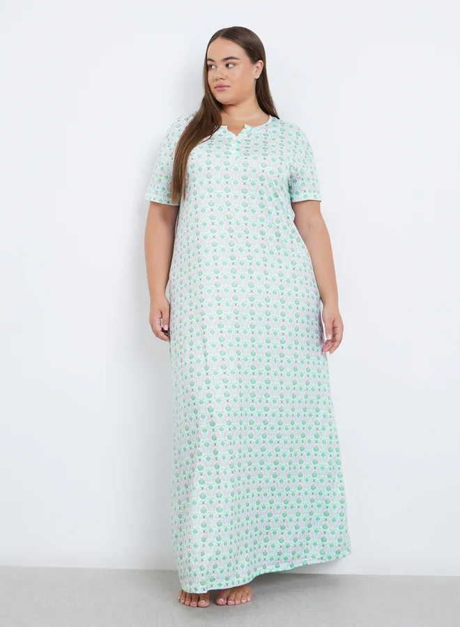 ستايلي Styli Plus All Over Print Nightdress