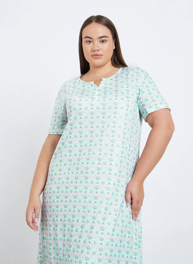 ستايلي Styli Plus All Over Print Nightdress