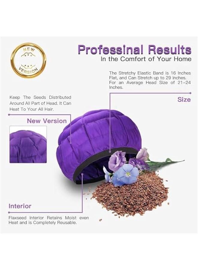 TRASSLE Microwavable Treatment Steaming Heat Cap, Cordless Deep Conditioning Heat Cap for Thermal Spa Curly Hair, 100% Natural Cotton Flaxseed Seed Interior - Image 2
