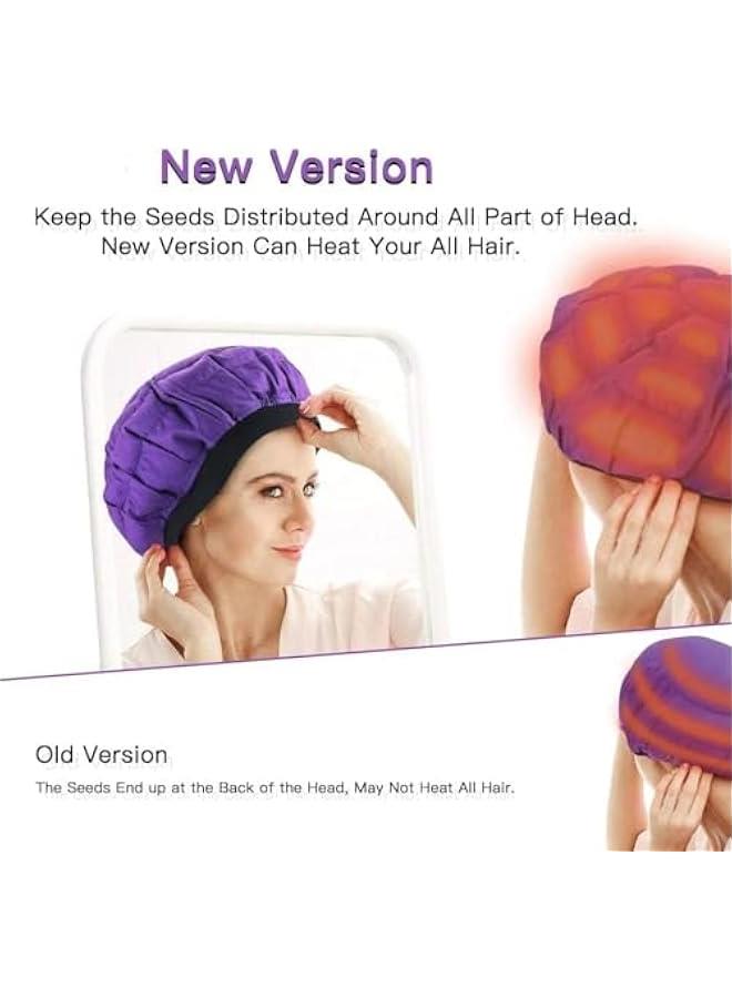 TRASSLE Microwavable Treatment Steaming Heat Cap, Cordless Deep Conditioning Heat Cap for Thermal Spa Curly Hair, 100% Natural Cotton Flaxseed Seed Interior - Image 3