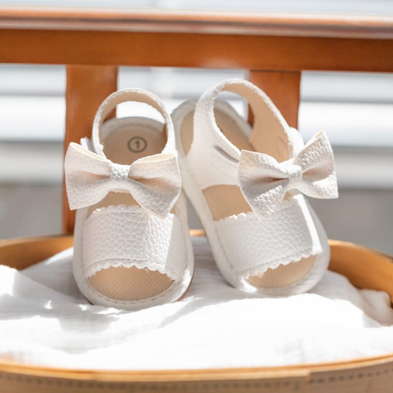 Babelvit Infant Baby Girl Boy Sandals Comfort Premium Summer Outdoor Casual Beach Shoes with Flower Bowknot Anti Slip Rubber Sole Newborn Toddler Prewalker First Walking Shoes - Image 3