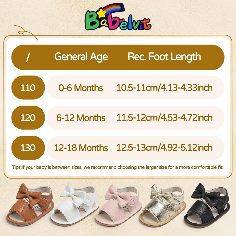 Babelvit Infant Baby Girl Boy Sandals Comfort Premium Summer Outdoor Casual Beach Shoes with Flower Bowknot Anti Slip Rubber Sole Newborn Toddler Prewalker First Walking Shoes - Image 4