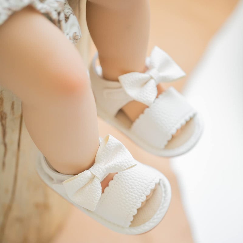 Babelvit Infant Baby Girl Boy Sandals Comfort Premium Summer Outdoor Casual Beach Shoes with Flower Bowknot Anti Slip Rubber Sole Newborn Toddler Prewalker First Walking Shoes - Image 2