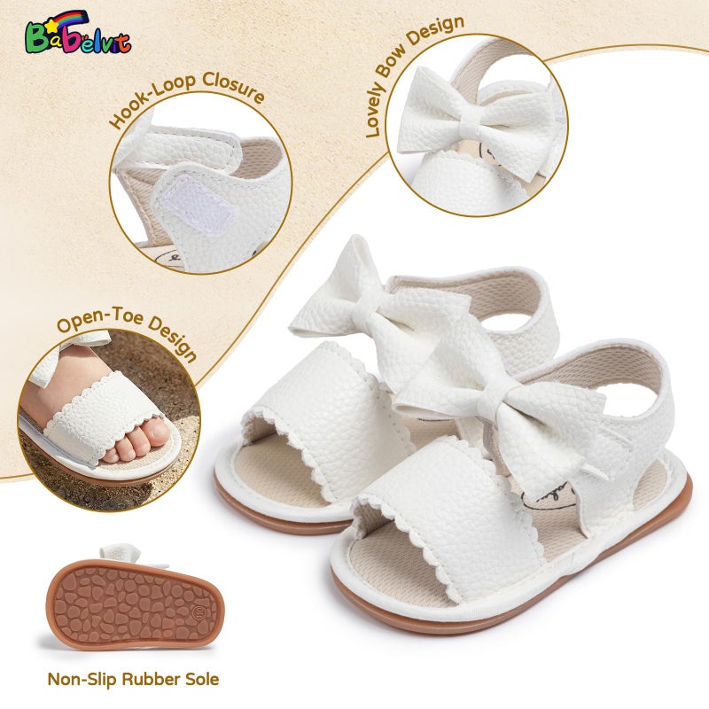 Babelvit Infant Baby Girl Boy Sandals Comfort Premium Summer Outdoor Casual Beach Shoes with Flower Bowknot Anti Slip Rubber Sole Newborn Toddler Prewalker First Walking Shoes - Image 5