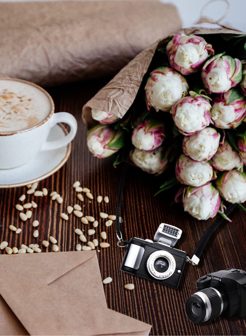 KASTWAVE 2Pcs Mini Camera for Dolls, 1:4 Scale Miniature SLR Camera Ornament Vintage Mini Camera Dollhouse Decoration Accessories with Flash and Shutter Sound - Image 5