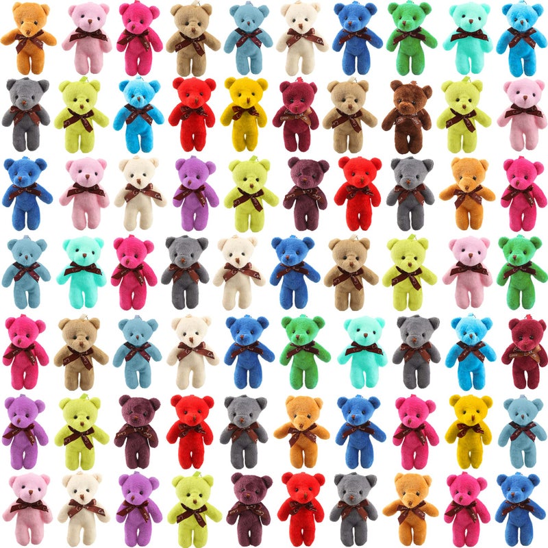 Haconba 108 Pack Mini Teddy Bear Toys Bulk Small Plush Stuffed Bear Toy Keychain for Birthday Wedding Baby Shower Party Favor Valentines Goodie Bag Fillers 18 Colors - Image 2
