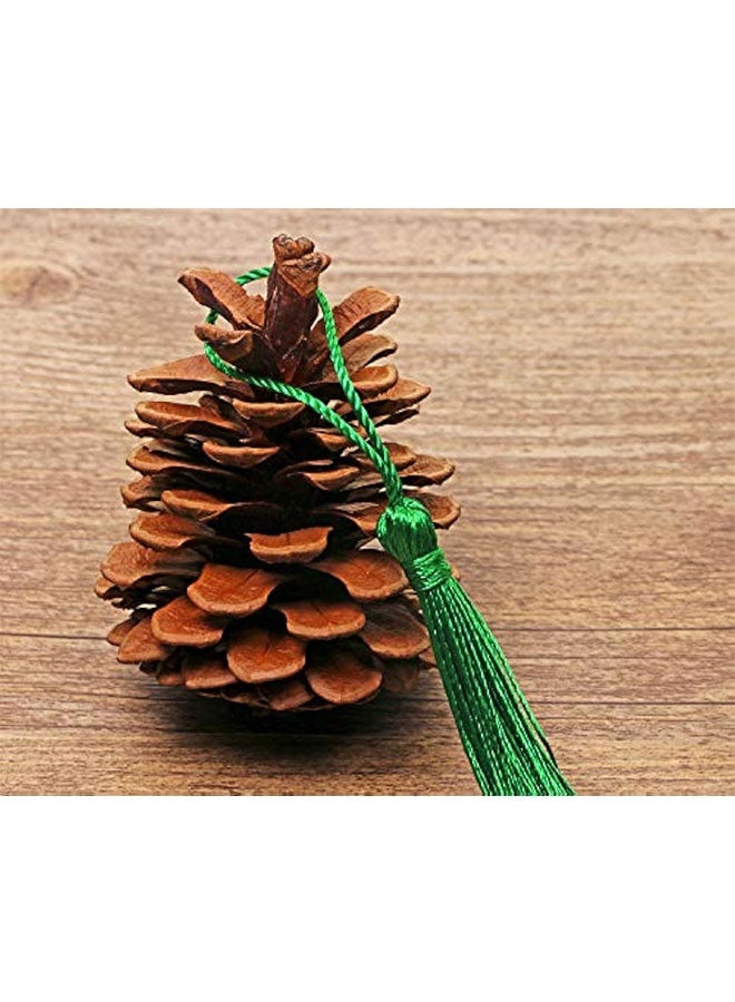 Mini Silky Handmade Soft Flossy Bookmark Tassels with Cord Loop for Keychain Earring Jewelry Making, Souvenir, Graduation, Clothing Sewing, Gift Tag DIY Craft Projects, 20PCS (Green) - Image 3