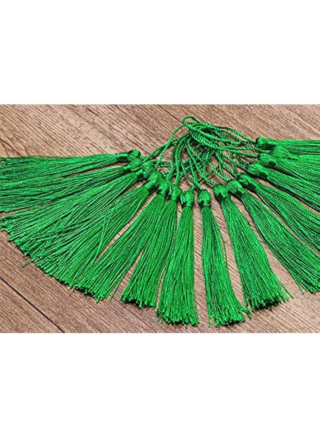 Mini Silky Handmade Soft Flossy Bookmark Tassels with Cord Loop for Keychain Earring Jewelry Making, Souvenir, Graduation, Clothing Sewing, Gift Tag DIY Craft Projects, 20PCS (Green) - Image 5