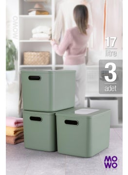 Mowo Home Retro Box Green Color 17 Lt Multi-Purpose Organizer Box with Lid, Storage Box, Organizer, Storage  - Image 1