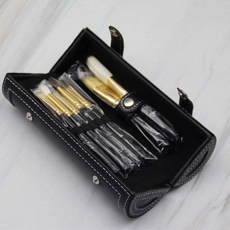 Logo 9-Piece Portable Makeup Brush Set with Mirror for Travel and Daily Use - Image 4