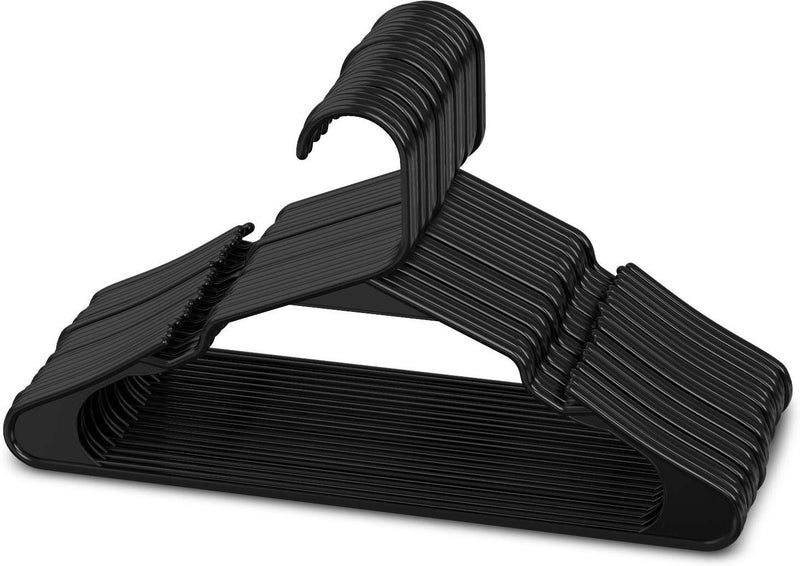 PROTOWARE 10 Pieces Clothe Hangers for Wardrobe - Space Saving Cupboard Storage Organizer - Plastic Hanger Set for Saree, Shirt, Dress (Black) - Image 1