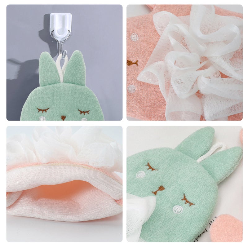 Bath Towel Sponge Loofah Back Scrubber Body Exfoliator Bathing Mittens Shower Soft Skin Care Face Body Wash Massage Spa Mitt for Adult and Kids - Image 4