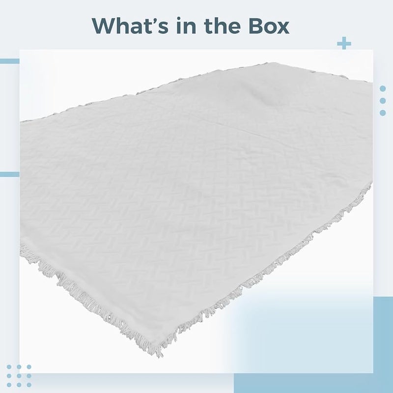 سجادة نزهة كبيرة بطانية خارجية قطنية 70.9 × 90.6 بوصة مع هدب - Image 3