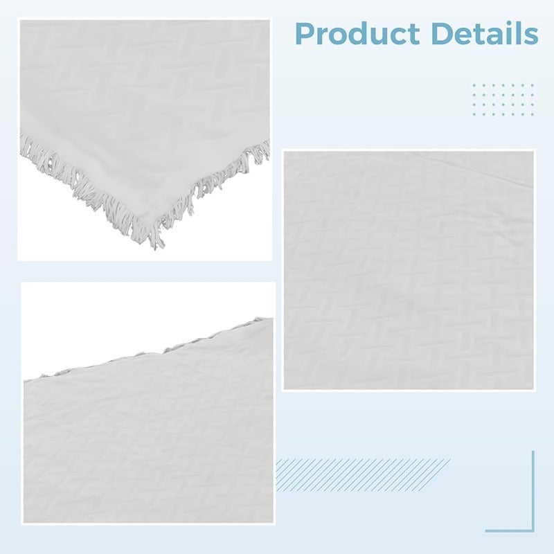 سجادة نزهة كبيرة بطانية خارجية قطنية 70.9 × 90.6 بوصة مع هدب - Image 4