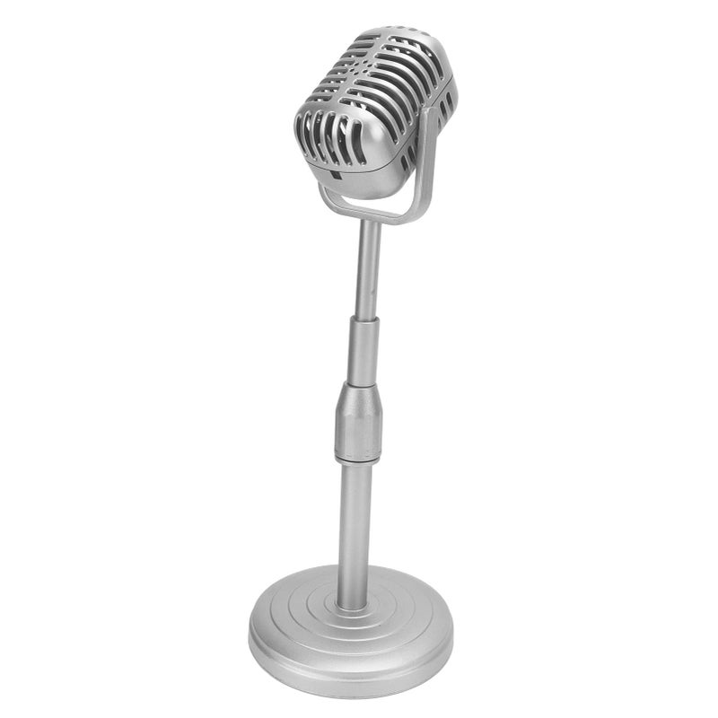 Vintage Retro Microphone Prop Silver Adjustable Height Photography Studio Model - Image 5