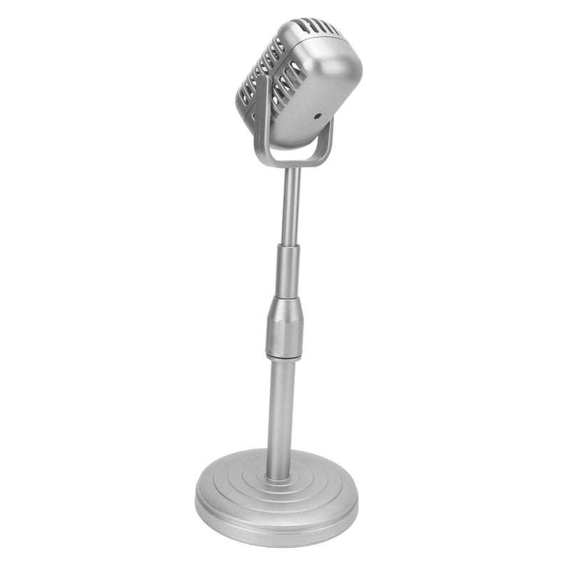Vintage Retro Microphone Prop Silver Adjustable Height Photography Studio Model - Image 4