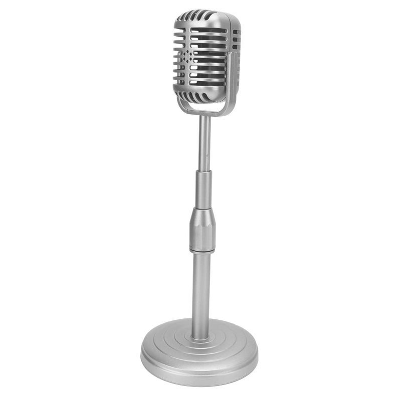 Vintage Retro Microphone Prop Silver Adjustable Height Photography Studio Model - Image 2