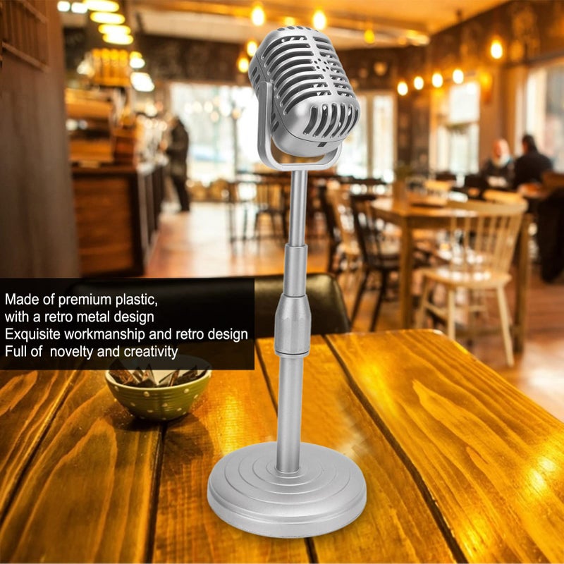 Vintage Retro Microphone Prop Silver Adjustable Height Photography Studio Model - Image 3