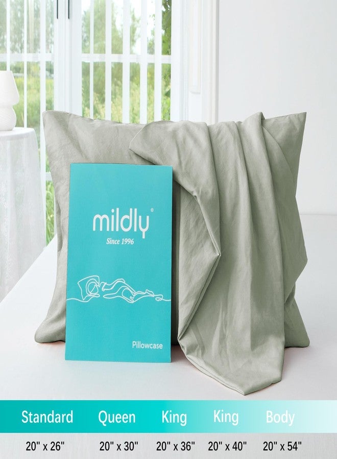 MILDLY Standard Pillowcases Mist Sage - 100% Washed Microfiber Super Soft and Cozy Pillow Cases Set of 2 with Envelope Closure 20x26 Inches - Image 3