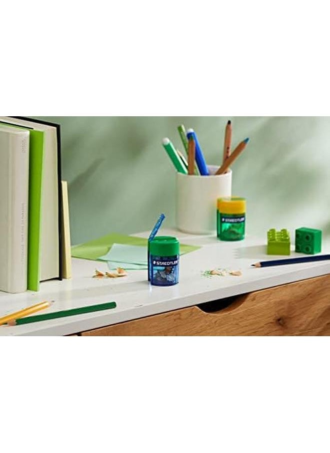 STAEDTLER - Double Hole Pencil Sharpener Two Holes For Standard Pencils Large Colored Pencils And Makeup Pencils 512 006 - Image 1
