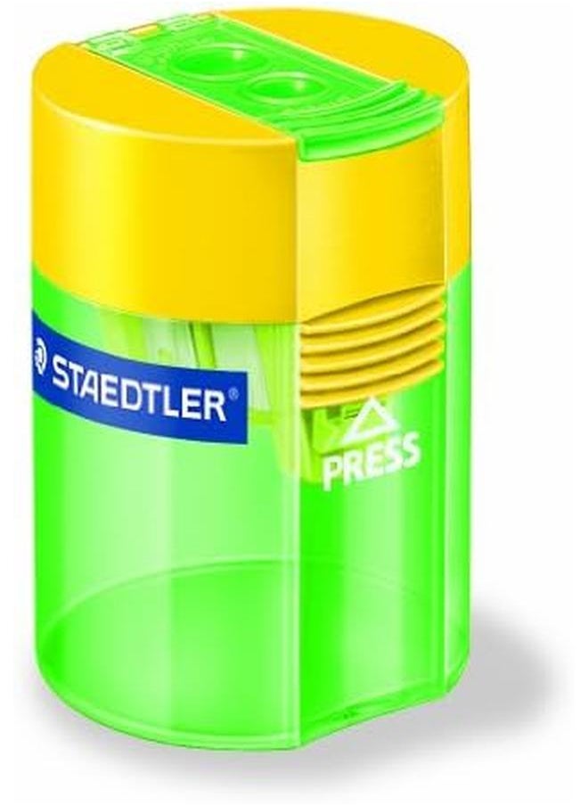 STAEDTLER - Double Hole Pencil Sharpener Two Holes For Standard Pencils Large Colored Pencils And Makeup Pencils 512 006 - Image 1