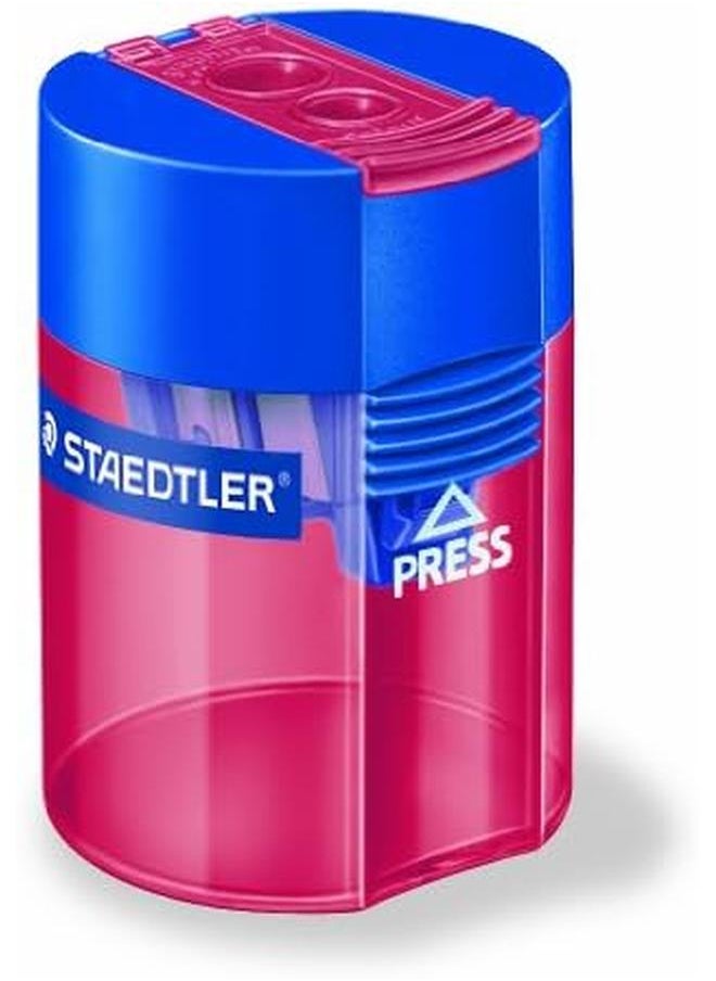 STAEDTLER - Double Hole Pencil Sharpener Two Holes For Standard Pencils Large Colored Pencils And Makeup Pencils 512 006 - Image 1