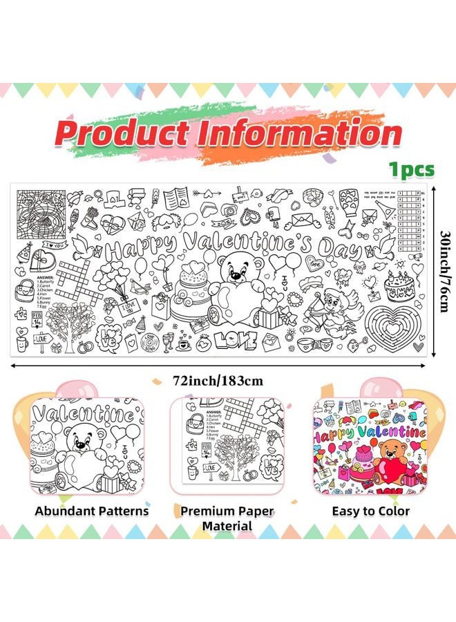 Linsuminn Valentine's Day Coloring Tablecloth Poster - Valentines Crafts Tablecloth, 72" x 30" Giant Paper Coloring Table Cloth for Gifts Activities, Fun DIY Art Supplies for Family School Party Games - Image 2