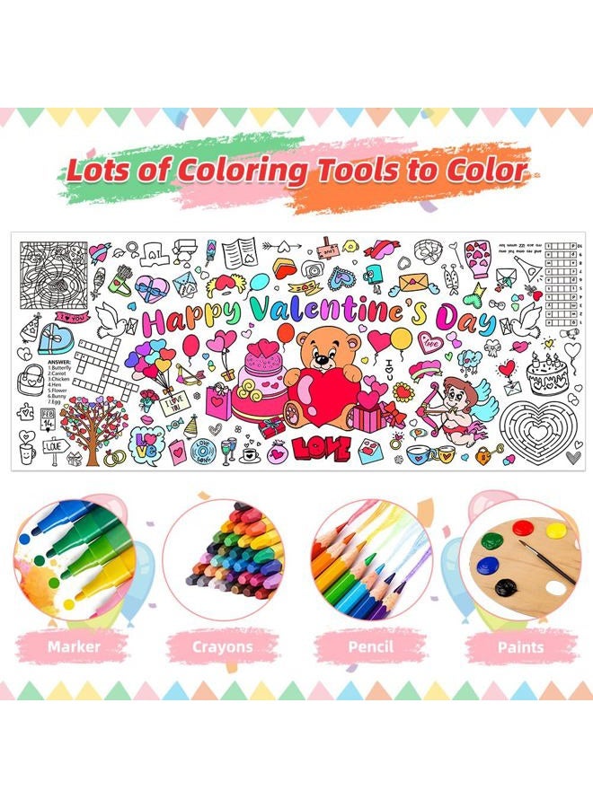 Linsuminn Valentine's Day Coloring Tablecloth Poster - Valentines Crafts Tablecloth, 72" x 30" Giant Paper Coloring Table Cloth for Gifts Activities, Fun DIY Art Supplies for Family School Party Games - Image 3