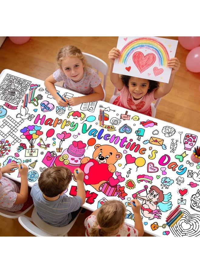 Linsuminn Valentine's Day Coloring Tablecloth Poster - Valentines Crafts Tablecloth, 72" x 30" Giant Paper Coloring Table Cloth for Gifts Activities, Fun DIY Art Supplies for Family School Party Games - Image 5