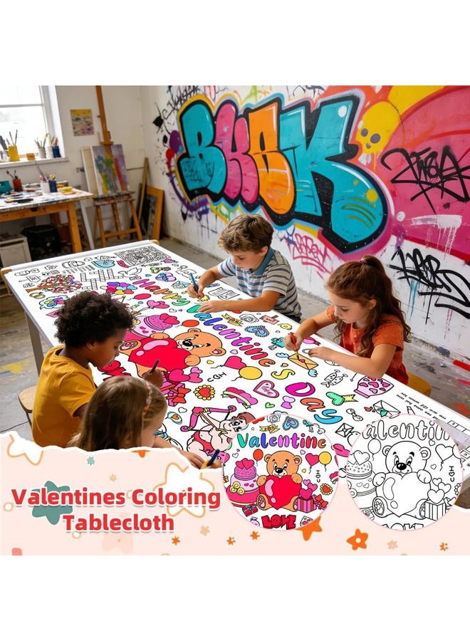 Linsuminn Valentine's Day Coloring Tablecloth Poster - Valentines Crafts Tablecloth, 72" x 30" Giant Paper Coloring Table Cloth for Gifts Activities, Fun DIY Art Supplies for Family School Party Games - Image 4