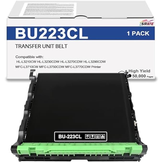 BU223CL BU-223CL TRANSFER BELT UNIT BLACK REPLACEMENT FOR BROTHER HL-L3210CW HL-L3230CDW HL-L3270CDW HL-L3290CDW MFC-L3710CW MFC-L3750CDW MFC-L3770CDW PRINTER (50,000 PAGE) - Image 1