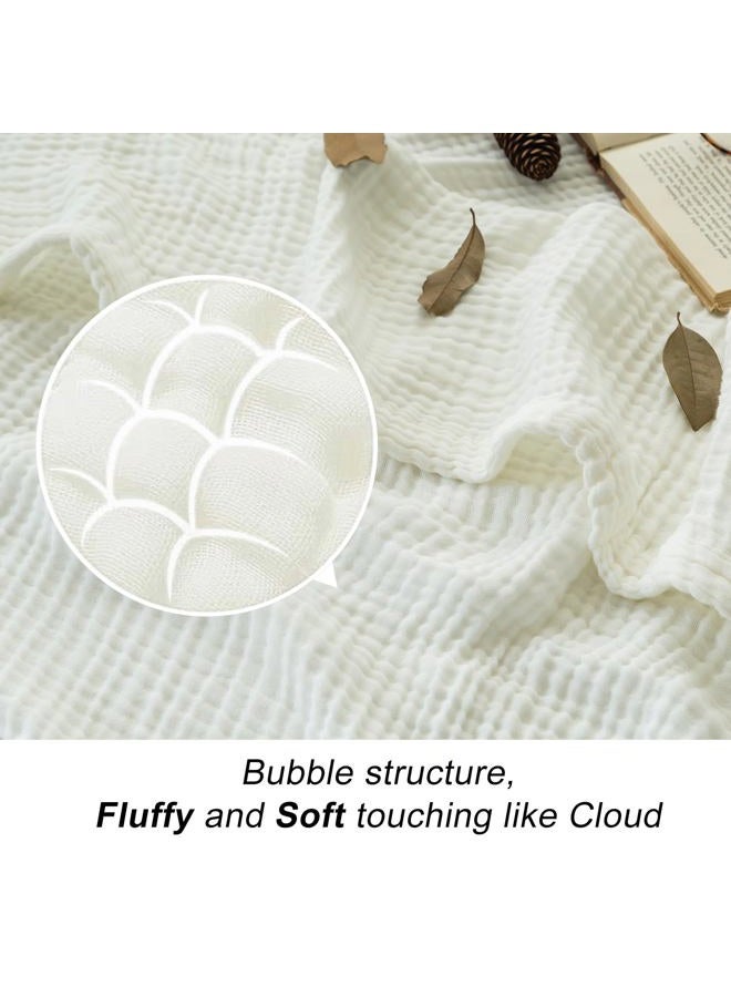 EMME (White) - Muslin Baby Swaddle Blankets 100% Cotton Oversized 140cm x 190cm Super Soft Premium 4 Layer Swaddle Blanket for Newborns Kids Breathable Shower Blanket for Boys and Girls Gift (White) - Image 2