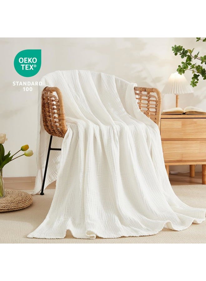 EMME (White) - Muslin Baby Swaddle Blankets 100% Cotton Oversized 140cm x 190cm Super Soft Premium 4 Layer Swaddle Blanket for Newborns Kids Breathable Shower Blanket for Boys and Girls Gift (White) - Image 4