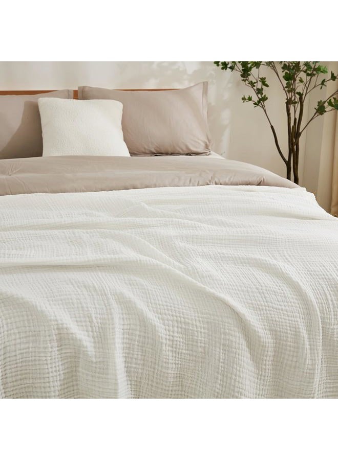 EMME (White) - Muslin Baby Swaddle Blankets 100% Cotton Oversized 140cm x 190cm Super Soft Premium 4 Layer Swaddle Blanket for Newborns Kids Breathable Shower Blanket for Boys and Girls Gift (White) - Image 5