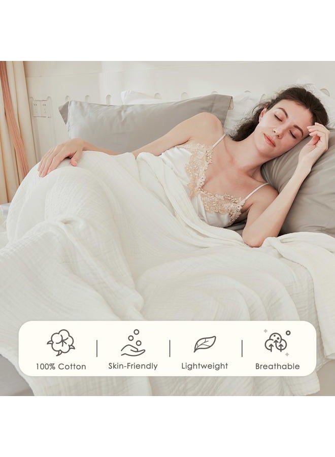 EMME (White) - Muslin Baby Swaddle Blankets 100% Cotton Oversized 140cm x 190cm Super Soft Premium 4 Layer Swaddle Blanket for Newborns Kids Breathable Shower Blanket for Boys and Girls Gift (White) - Image 3