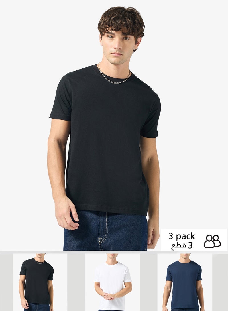Seventy Five Basics Pack of 3 Round Neck T-Shirt - Image 1