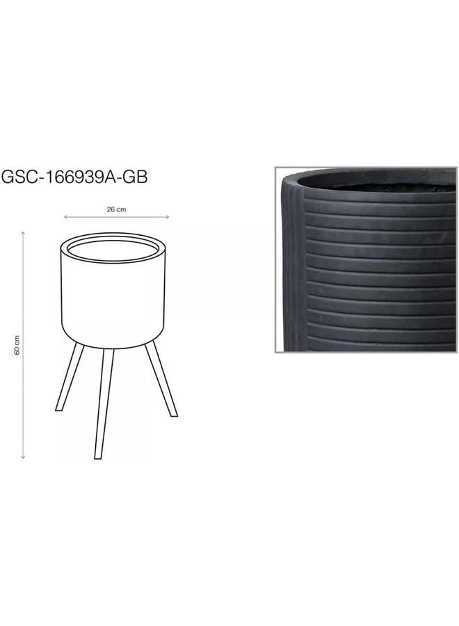 SGC Art Clay Flower Pots With Legs D26Xh60 Cm Black Color - Image 2