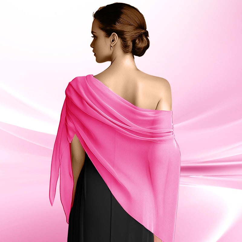 Eychei Hot Pink Chiffon Scarf, Soft Breathable Chiffon Shawls and Wraps, Elegant Silky Women's Hijab for Evening Dresses Wedding Bridal Scarves (67 x 28 inches) - Image 3