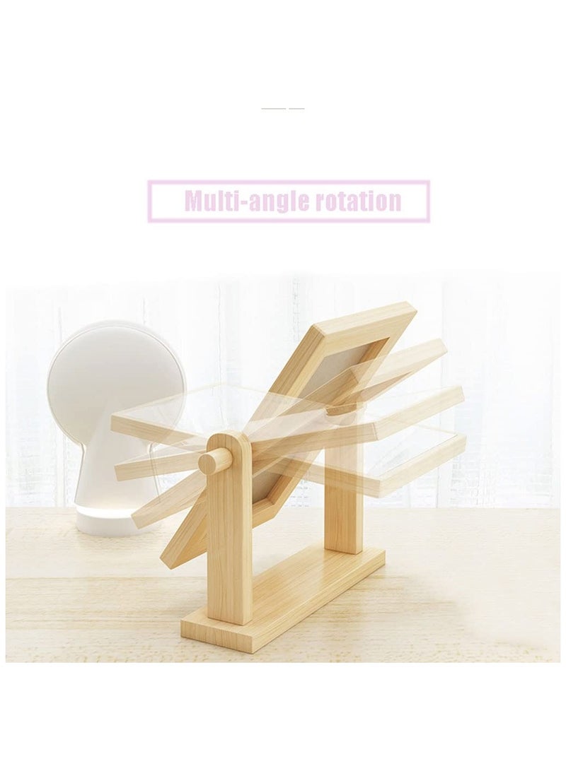 Makeup Mirror Wood Desktop, Vanity Mirror Vertical Bathroom Mirror, High-Definition Vanity Mirror with Tray, 360 Degree Swivel Mirror, Suitable Portable for Dressing Table Desk Bathroom Bedroom  - Image 4